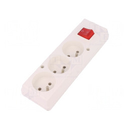 Conector alimentare AC mamă spliter 2P PE 250VAC 16A albă | Electronic-mag.ro | Componente Electronice