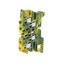 Conector terminal pentru șine 0,2-6mm², 4 borne, galben-verde | Electronic-mag.ro | Componente Electronice