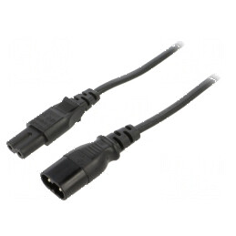 Cablu IEC C7 mamă - IEC C8 tată 5m 2x0,75mm² PVC negru 2,5A | Electronic-mag.ro | Componente Electronice