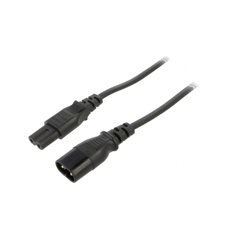 Cablu IEC C7 mamă - IEC C8 tată 5m 2x0,75mm² PVC negru 2,5A | Electronic-mag.ro | Componente Electronice