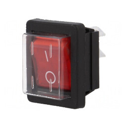 Rocker DPST 2 ON-OFF 16A/250VAC Roșu cu Neon 1350 | Electronic-mag.ro | Componente Electronice