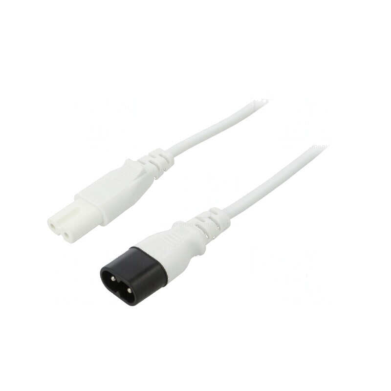 Cablu IEC C7 mamă - IEC C8 tată 5m 2x0,75mm2 alb 2,5A 250V | Electronic-mag.ro | Componente Electronice Cablu IEC C7 mamă - IEC C8 tată 5m 2x0,75mm2 alb 2,5A 250V | Electronic-mag.ro | Componente Electronice