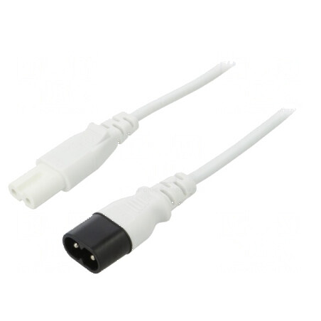 Cablu IEC C7 mamă - IEC C8 tată 5m 2x0,75mm2 alb 2,5A 250V | Electronic-mag.ro | Componente Electronice