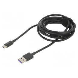 Cablu USB A la USB C 2m 66W negru | Electronic-mag.ro | Componente Electronice