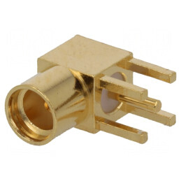 Conector MMCX soclu mamă unghi 90° THT aurit 50Ω | Electronic-mag.ro | Componente Electronice