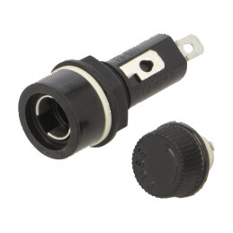 Clemă termoplast 6,3x32mm 15A 250VAC Ø12,7mm pe panou | Electronic-mag.ro | Componente Electronice