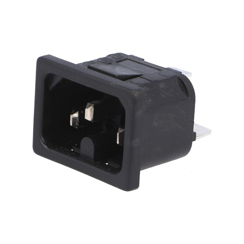 Conector alimentare AC soclu tată 10A 250VAC IEC 60320 | Electronic-mag.ro | Componente Electronice