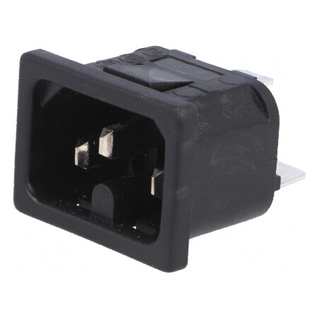 Conector alimentare AC soclu tată 10A 250VAC IEC 60320 | Electronic-mag.ro | Componente Electronice