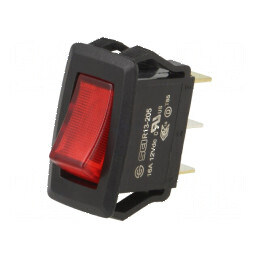 Rocker Switch SPST 16A/12VDC ON-OFF cu LED roșu, Corp negru | Electronic-mag.ro | Componente Electronice