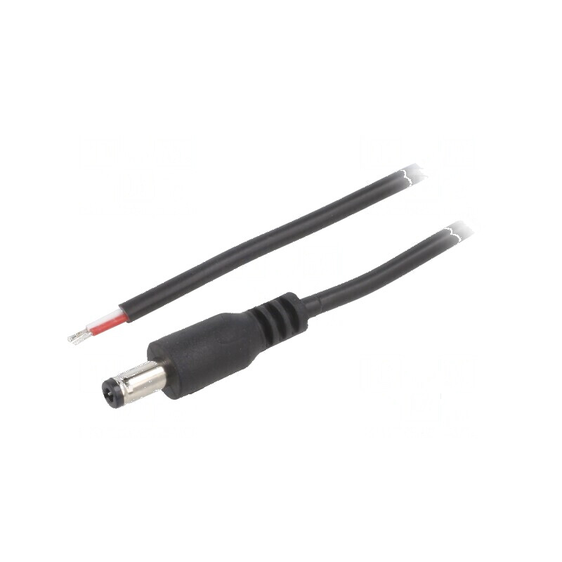Cablu DC 5,5/2,5mm cu mufă dreaptă, 2m, 2x0,5mm², negru | Electronic-mag.ro | Componente Electronice