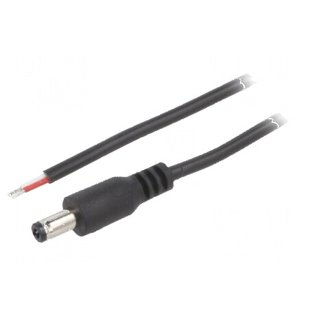 Cablu DC 5,5/2,5mm cu mufă dreaptă, 2m, 2x0,5mm², negru | Electronic-mag.ro | Componente Electronice