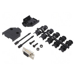 Mufă mamă D-Sub 9 PIN lipire pe cablu neagră - Kit complet | Electronic-mag.ro | Componente Electronice