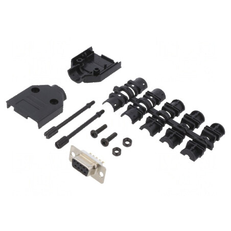 Mufă mamă D-Sub 9 PIN lipire pe cablu neagră - Kit complet | Electronic-mag.ro | Componente Electronice
