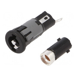 Clemă siguranţe cilindrice 5x20mm 250V neagră pe panou | Electronic-mag.ro | Componente Electronice