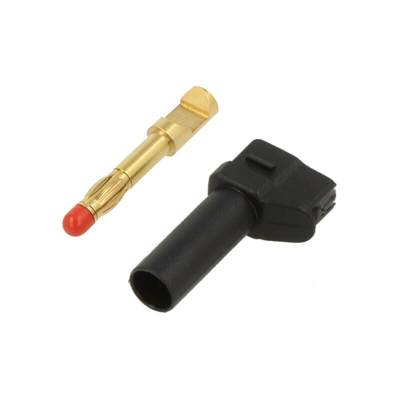 Conector banană 4mm 32A negru unghiat cu izolație | Electronic-mag.ro | Componente Electronice