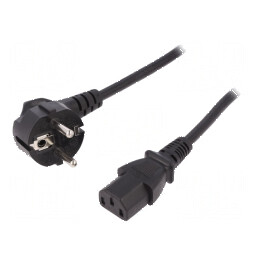 Cablu CEE 7/7 în unghi cu IEC C13 mamă, 1,8m, negru | Electronic-mag.ro | Componente Electronice