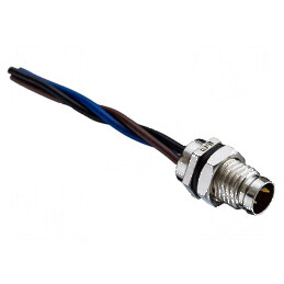 Conector M8 tată cu 3 pini pentru montare pe panou cu piuliță din față | Electronic-mag.ro | Componente Electronice
