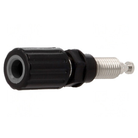 Conector banană 4mm soclu 36A 30VAC 60VDC Ø6mm negru | Electronic-mag.ro | Componente Electronice