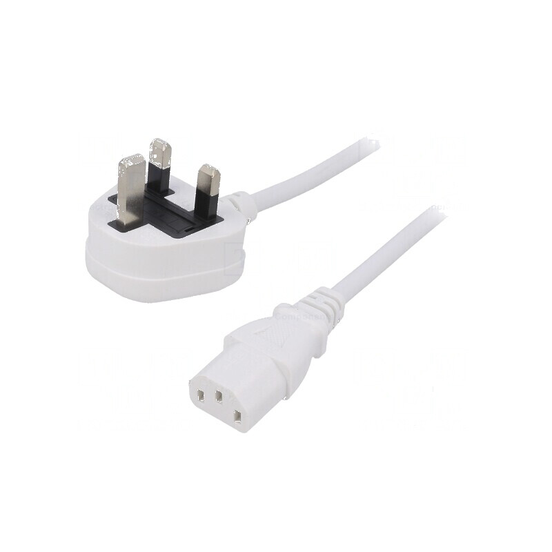 Cablu 3x1mm2 BS 1363 (G) IEC C13 mamă PVC 1m alb 3A | Electronic-mag.ro | Componente Electronice Cablu 3x1mm2 BS 1363 (G) IEC C13 mamă PVC 1m alb 3A | Electronic-mag.ro | Componente Electronice