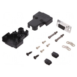 Mufă mamă D-Sub 9 PIN lipire pe cablu neagră - Kit complet | Electronic-mag.ro | Componente Electronice