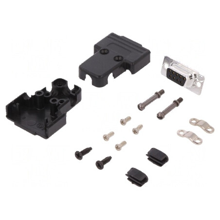 Mufă mamă D-Sub 9 PIN lipire pe cablu neagră - Kit complet | Electronic-mag.ro | Componente Electronice