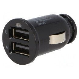Alimentator USB A x2 12VDC Negru Tens | Electronic-mag.ro | Componente Electronice