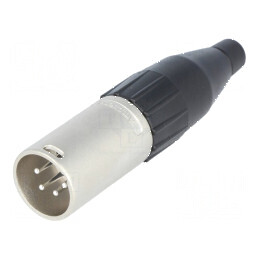 Conector XLR mufă tată PIN 4 cablu lipire argintat | Electronic-mag.ro | Componente Electronice