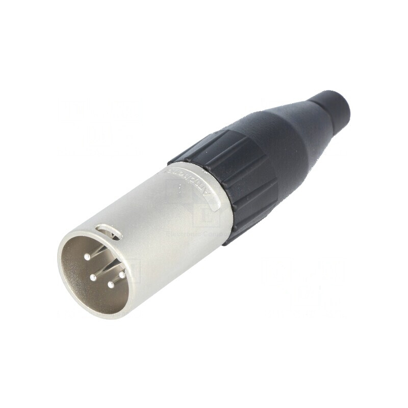 Conector XLR mufă tată PIN 4 cablu lipire argintat | Electronic-mag.ro | Componente Electronice