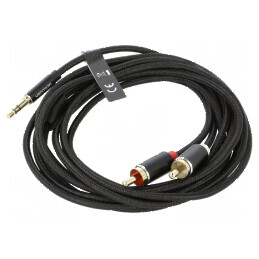 Cablu audio Jack 3,5mm la RCA x2, 3m, placare aurită, textil | Electronic-mag.ro | Componente Electronice