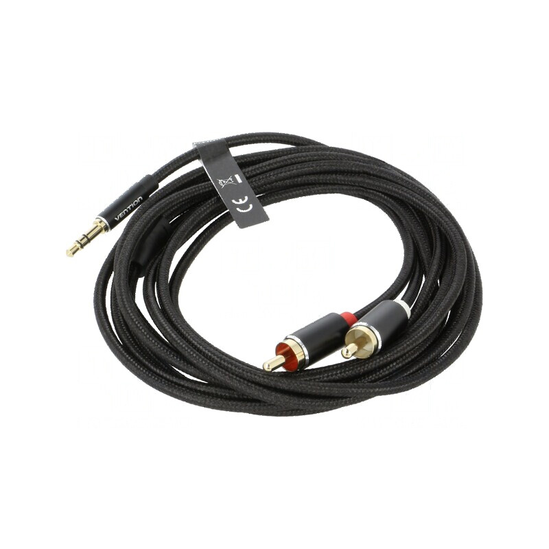 Cablu audio Jack 3,5mm la RCA x2, 3m, placare aurită, textil | Electronic-mag.ro | Componente Electronice Cablu audio Jack 3,5mm la RCA x2, 3m, placare aurită, textil | Electronic-mag.ro | Componente Electronice