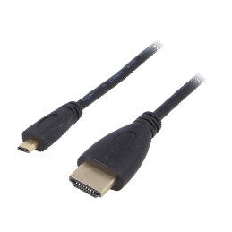 Cablu HDMI 1.4 cu mufă micro HDMI, 1.5m, negru | Electronic-mag.ro | Componente Electronice