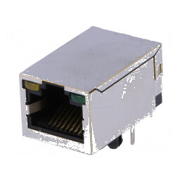 Conector RJ45 soclu PIN 8 ecranat cu diodă LED THT | Electronic-mag.ro | Componente Electronice