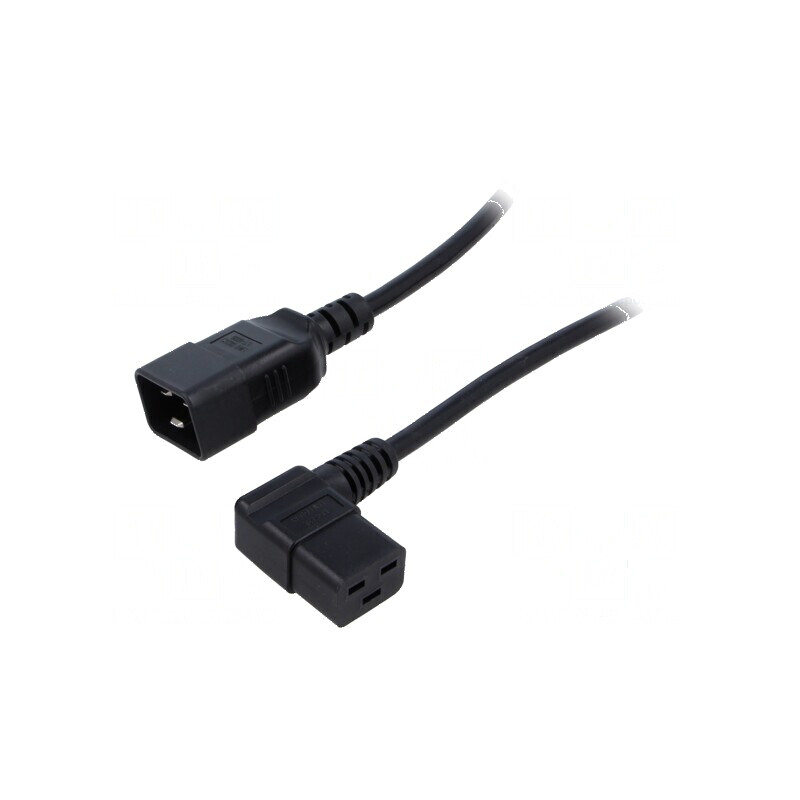 Cablu IEC C19 mamă unghi, IEC C20 tată, 0,5m, 3x1,5mm2 PVC | Electronic-mag.ro | Componente Electronice