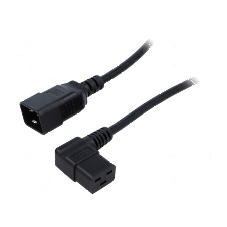 Cablu IEC C19 mamă unghi, IEC C20 tată, 0,5m, 3x1,5mm2 PVC | Electronic-mag.ro | Componente Electronice