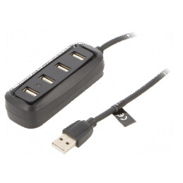 Hub USB A cu 4 socluri, USB 2.0, negru, 480Mbps | Electronic-mag.ro | Componente Electronice