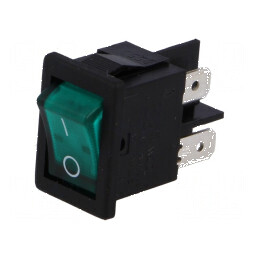 Rocker DPST ON-OFF 10A/250VAC Verde cu Neon 8500 | Electronic-mag.ro | Componente Electronice