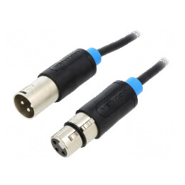 Cablu XLR 3pin masculin-feminin 1m negru | Electronic-mag.ro | Componente Electronice