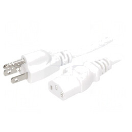 Cablu IEC C13 mamă NEMA 5-15 2m alb 10A 3x18AWG | Electronic-mag.ro | Componente Electronice