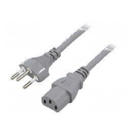 Cablu IEC C13 3x1mm2 mamă 1,8m gri 10A | Electronic-mag.ro | Componente Electronice