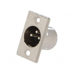Conector XLR soclu tată PIN 3 drept lipire argint 16A | Electronic-mag.ro | Componente Electronice