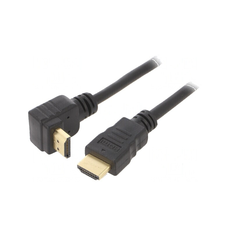 Cablu HDMI 2.0 3m cu mufă 90° negru PVC 30AWG | Electronic-mag.ro | Componente Electronice