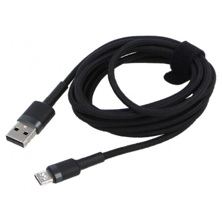 Cablu USB 2.0 A la C 2m 2A Negru | Electronic-mag.ro | Componente Electronice