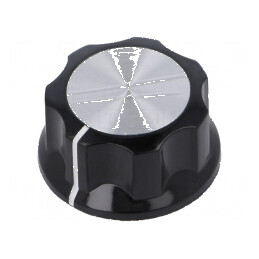 Buton rotativ plastic negru Ø6,35mm Ø29,4x16mm cu flanşă | Electronic-mag.ro | Componente Electronice
