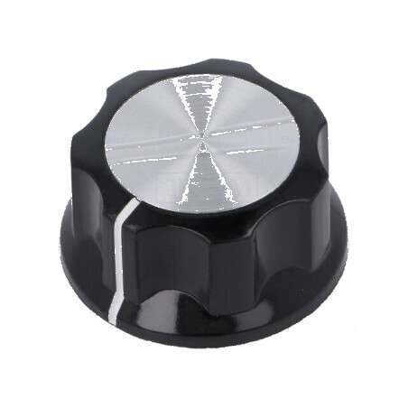 Buton rotativ plastic negru Ø6,35mm Ø29,4x16mm cu flanşă | Electronic-mag.ro | Componente Electronice