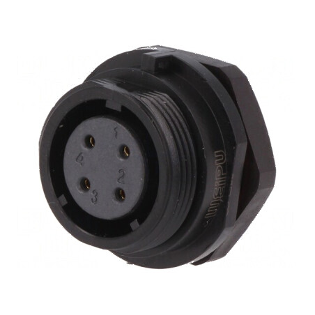Soclu SP17 mamă PIN 4 IP68 500V 0,75mm2 5A pentru lipire | Electronic-mag.ro | Componente Electronice