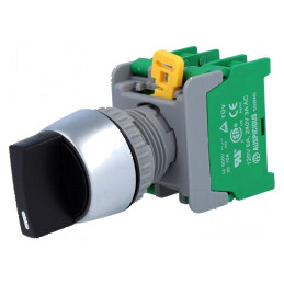 Comutator rotativ 22mm 3 NO x2 negru fără IP65 | Electronic-mag.ro | Componente Electronice