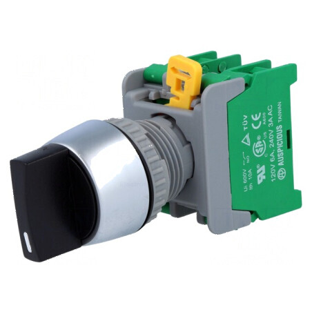 Comutator rotativ 22mm 3 NO x2 negru fără IP65 | Electronic-mag.ro | Componente Electronice
