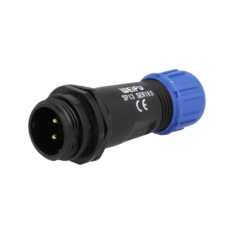 Mufă SP13 tată PIN 2 IP68 13A 250V pentru cablu 4÷6,5mm | Electronic-mag.ro | Componente Electronice Mufă SP13 tată PIN 2 IP68 13A 250V pentru cablu 4÷6,5mm | Electronic-mag.ro | Componente Electronice