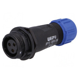 Mufă SP13 mamă PIN 3 IP68 13A 250V pentru lipire pe cablu | Electronic-mag.ro | Componente Electronice