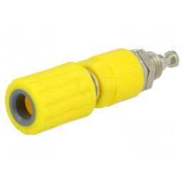 Conector banană 4mm soclu 36A 30VAC 60VDC Ø6mm galben | Electronic-mag.ro | Componente Electronice